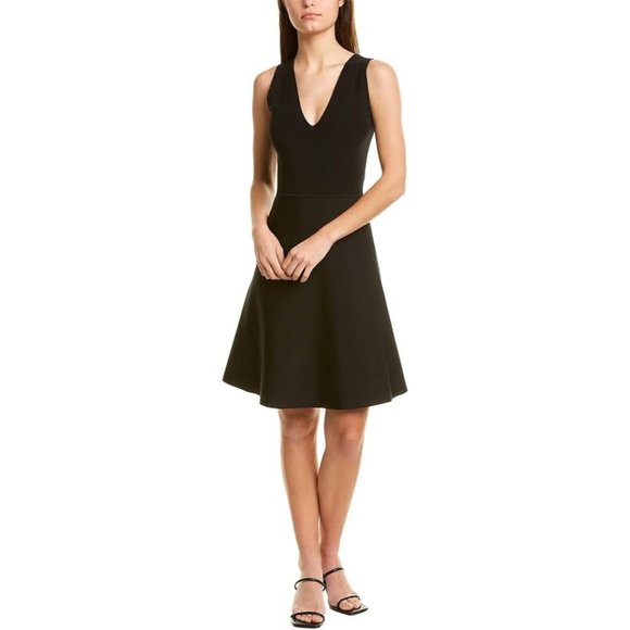 THEORY Liner Ribbed Fit and Flare Black Dress - NWT - Size P - Picture 1 of 3